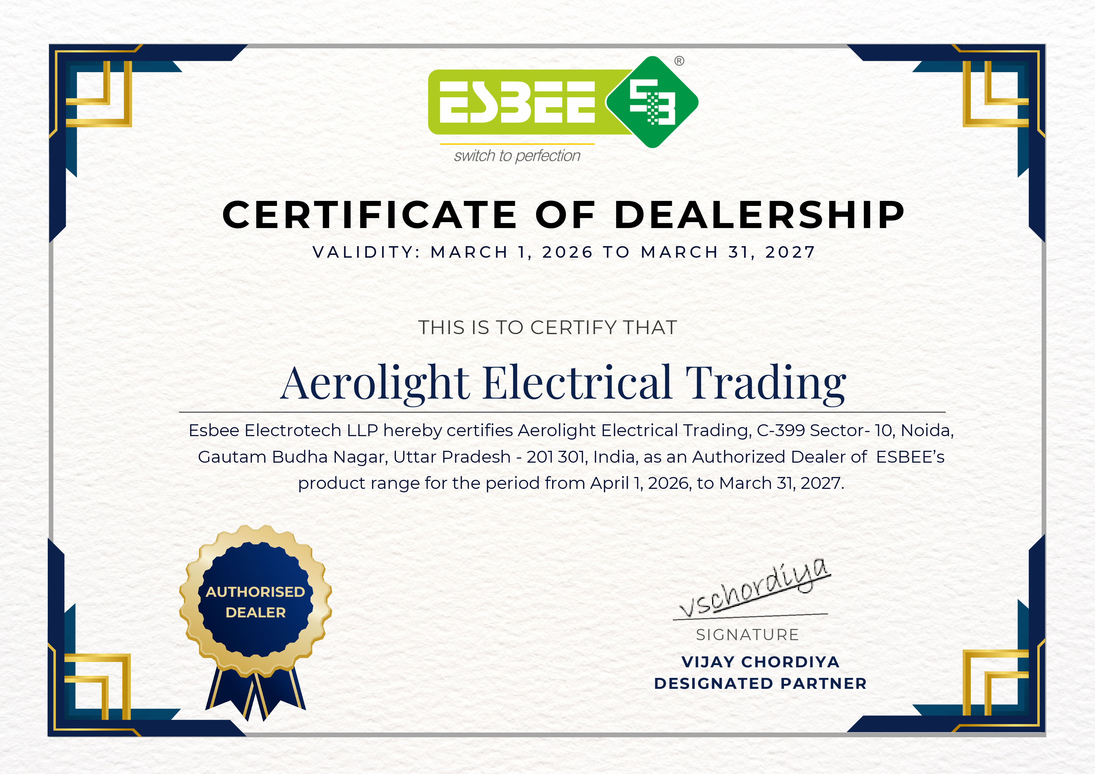 Aerolight Electrical Certificate